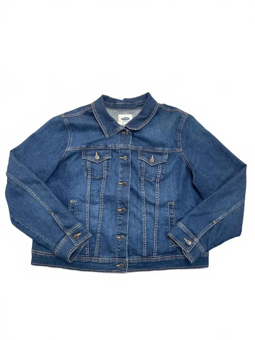 Old Navy Denim Jacket Women XXL Blue Jean Button Front Trucker Coat Medium Wash